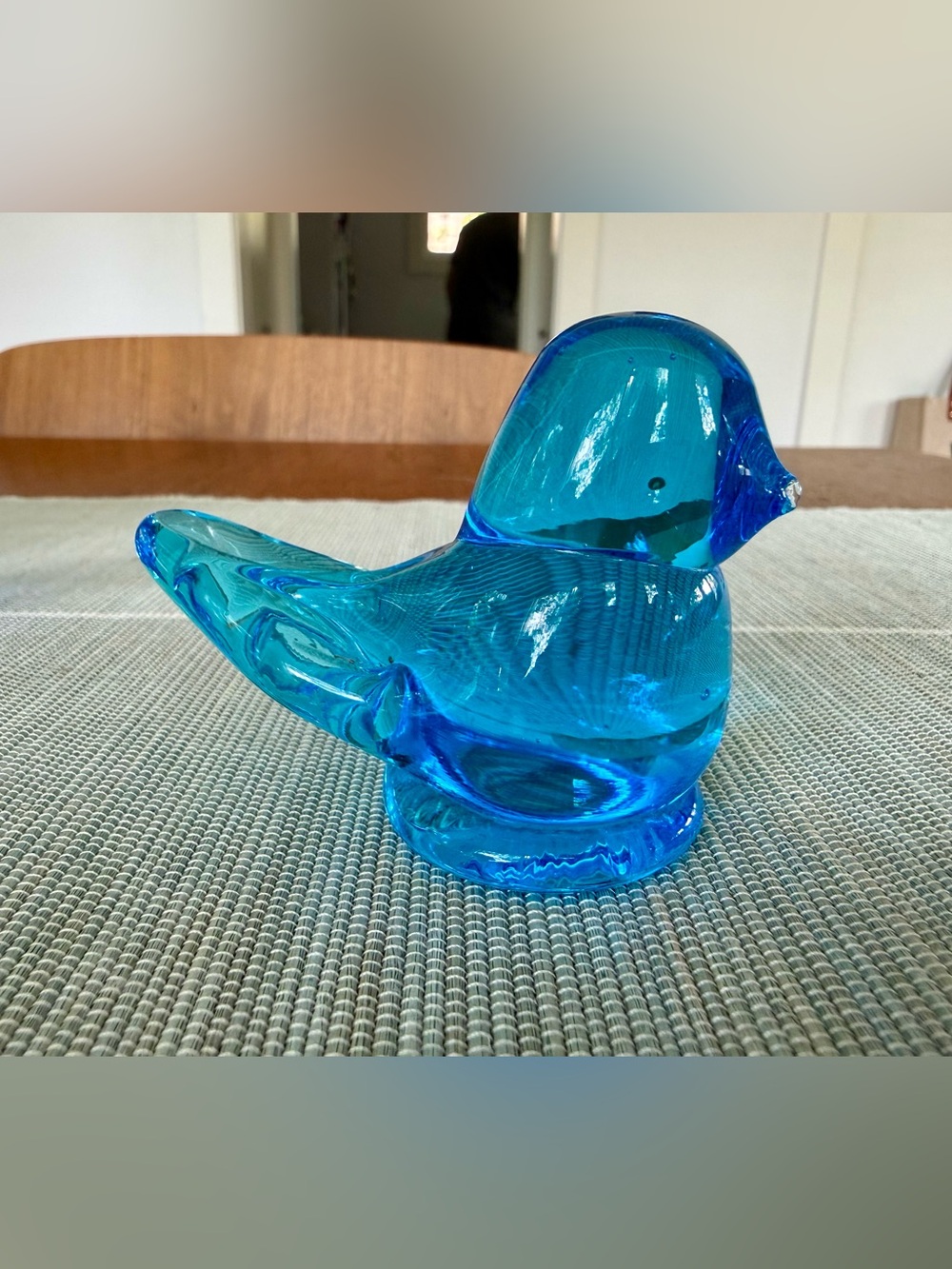 Vintage Ron Ray Blue Glass Bird of Happiness Figurine 1992 Signed Studio Art